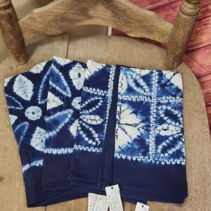 Indigo Dyed Batkit Fabric Tea Towles Set Of 5